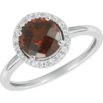 Prsten Dámský prsten bílé zlato 585/1000 přírodní diamant 0.96 ct a s granát GKW47231GRA velikost 54