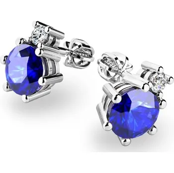 Náušnice Dámské náušnice bílé zlato 585/1000 přírodní diamant 1.50 ct G/SI tanzanity a vech náušnicích tanzanit 10858-B-TAN