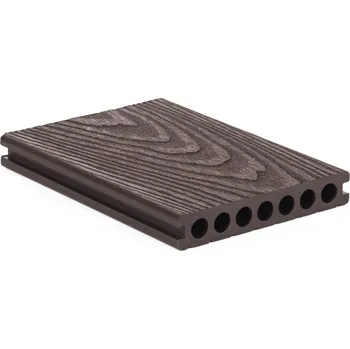 Terasové prkno Terasové prkno G21 2,5 x 14,8 x 400 cm, Dark Wood s kulatými výřezy, WPC