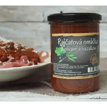 Omáčka Pepovy dobroty Omáčka rajčatová s Olivami a Bazalkou