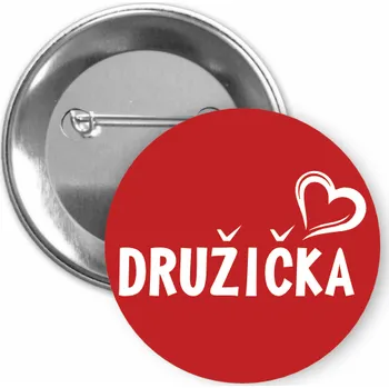 ON-DESIGN Placka s motivem Družička 32 mm Barva: červená, Barva potisku: bílá, Typ buttonu: špendlík