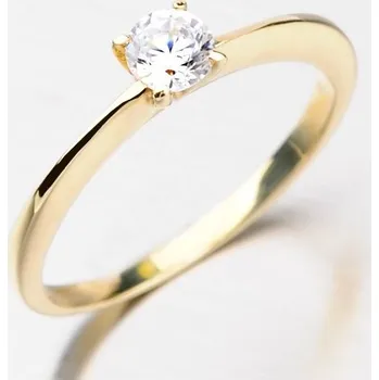 Prsten Dámský prsten žluté zlato 585/1000 zirkon DZ1232ZL velikost 57