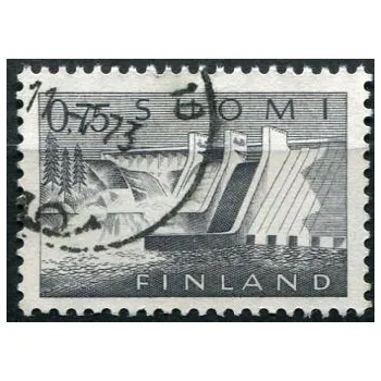 Poštovní známka Posti Finland (1959) MiNr. 508 - O - Finsko - přehrada Razítkovná známka (2)