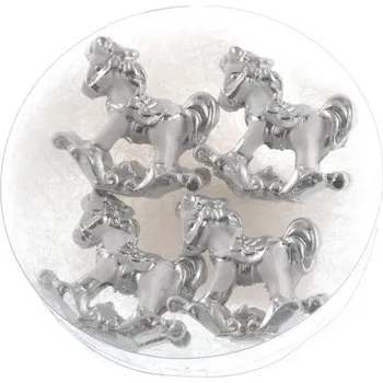 Vánoční dekorace Houpací koník 4ks keramický, nalepovací