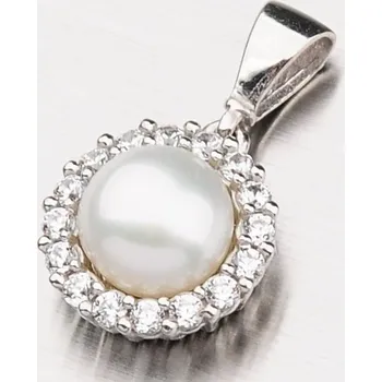 Přívěsek Dámský přívěsek bílé zlato 585 zirkon perla 13-208
