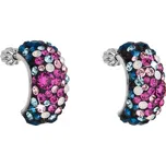 Stříbrné náušnice visací s krystaly Swarovski mix barev půlkruh 31164.4 galaxy