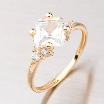 Šperk Dámský prsten žluté zlato 585 zirkon GZ2308 velikost 50