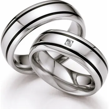 Prsten Snubní prsteny ocel přírodní diamant 0.045 ct G/SI keramikou ST143