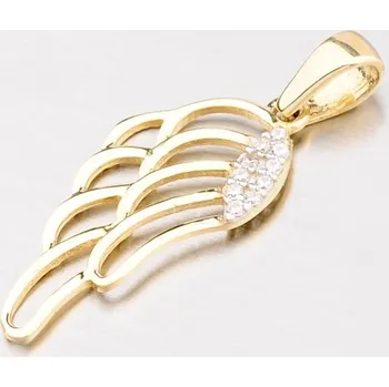 Přívěsek Dámský přívěsek žluté zlato 585 zirkon andělské křídlo - 43-21392