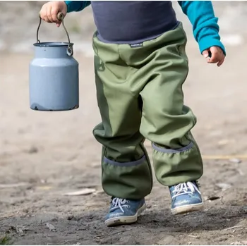 Chlapecké kalhoty Dupeto Moje první softshellky Khaki, teplejší s fleecem 74/80/86