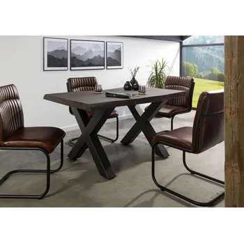 Jídelní stůl Jídelní stůl mango 160x90x77 šedý lakovaný / X-nohy antracit matný METALL 5