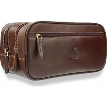 VISCONTI MZ100 pánská kožená kosmetická taška hnědá Kosmetická taška VISCONTI MZ100 pánská kožená kosmetická taška hnědá