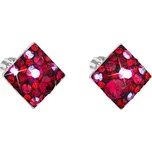 Stříbrné náušnice pecka s krystaly Swarovski červený kosočtverec 31169.3 cherry