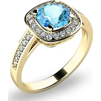 Prsten Dámský prsten žluté zlato 585/1000 přírodní diamant 0.90 ct G/SI topaz a brilianty 10766-ZL-TPZ velikost 55