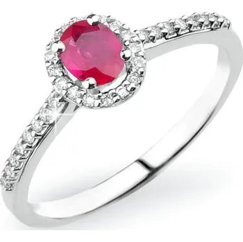 Prsten Dámský prsten bílé zlato 585/1000 přírodní diamant 0.36 ct rubín GKW52431RUB velikost 51