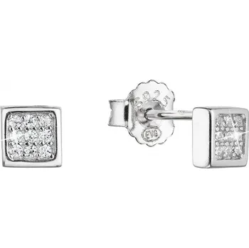 Náušnice Stříbrné náušnice pecky kosočtverec bílé zirkony 11412.1