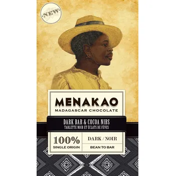 Čokoláda Menakao čokoláda Madagaskar 100% s kousky kakaových bobů 75 g