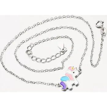 Náhrdelník Dětský náhrdelník stříbro 925 jednorožcem SST-151340-40D délka 36 cm