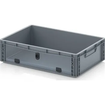 paleta Skladové otevřené přepravky V euroformátu s průhlednou deskou z akrylového skla 60 x 40 x 17 cm - Stříbrošedá - materiál: PP - EG SKL 64/17 HG