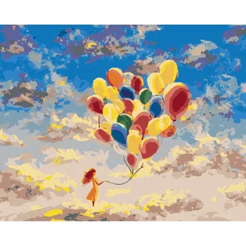 Hračka Diamondi Diamantové malování - DÍVKA S BAREVNÝMI BALÓNKY Rozměr: 40x50 cm, Rámování: bez rámu a bez vypnutí plátna