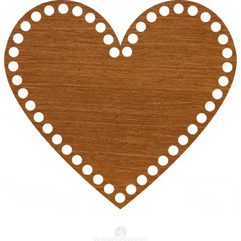 Nákupní košík WoodenPuzzle.cz Dno na háčkování - srdce - ořechová lazura (různé velikosti) Velikost: 25 cm