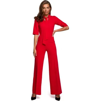 Dámský overall Dámský 1TW469 Elegantní overal se zavazováním za krkem - červený Style, EU S i529_2455702768197196032