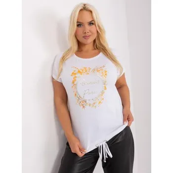 Dámská halenka Dámská halenka plus size s vázáním ROD bílooranžová