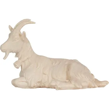 Vánoce Ornatis Koza ležící Provedení: Přírodní bez malování, Velikost stojících figur dospělých postav: 9,5 cm Dřevěná vyřezávaná soška kozy ležící