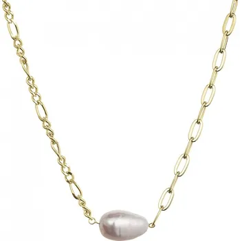 Náhrdelník Pozlacený stříbrný náhrdelník s říční oválnou perlou 22049.1