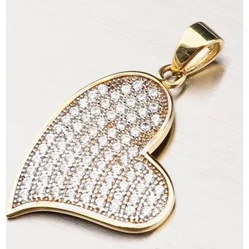 Přívěsek Dámský přívěsek žluté zlato 585 zirkon srdce 43-21657