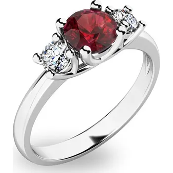 Prsten Dámský prsten bílé zlato 585/1000 přírodní diamant 0.50 ct G/SI českým granát 10803B-GRN velikost 53