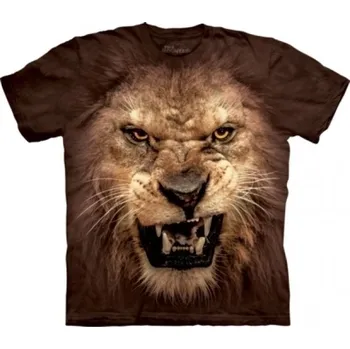 Pánské tričko Tričko unisex The Mountain Big Face Roaring Lion (lev) - hnědé, S