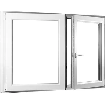 Okno SKLADOVÁ-OKNA.cz Dvoukřídlé plastové okno se štulpem trojsklo REHAU Smartline+ - 1350 x 1100 mm Bílá