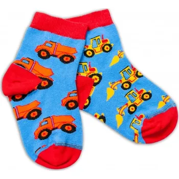 Baby Nellys Bavlněné veselé ponožky Stavební stroje - modré, vel. 122/128, Velikost koj. oblečení 122-128 (6-8r)