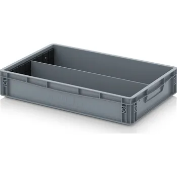 paleta Euro přepravka S podélnou dělicí stěnou 60 x 40 x 12 cm - Stříbrošedá - materiál: PP - EG GEF LT 6412 HG