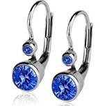 Dívčí stříbrné náušnice se dvěma tmavě modrými zirkony