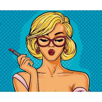 Diamondi Diamantové malování - POP-ART BLONDÝNA S RTĚNKOU Rozměr: 40x50 cm, Rámování: bez rámu a bez vypnutí plátna