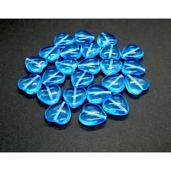 Korálek CZ Skleněné korálky srdíčka 15x16mm modrá, transparentní- 5ks