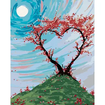 Diamondi Diamantové malování - KEŘÍK NA KOPCI VE TVARU SRDCE Rozměr: 40x50 cm, Rámování: bez rámu a bez vypnutí plátna