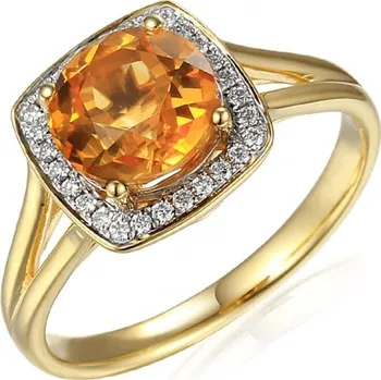 Prsten Diamantový prsten Margott, kombinované zlato a&nbsp;citrín Velikost: 60, Materiál: Kombinované zlato, Druh kamene: Citrín