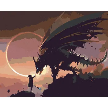 Hračka Diamondi Diamantové malování - KOUZELNÍK S DRAKEM Rozměr: 40x50 cm, Rámování: bez rámu a bez vypnutí plátna