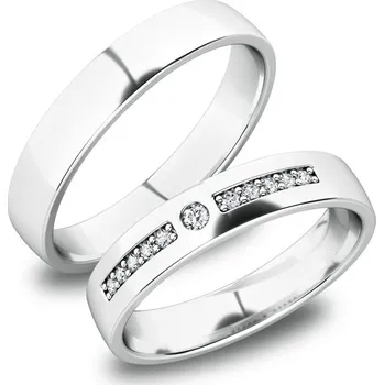 Prsten Snubní prsteny bílé zlato 585 zirkon 0.071 ct G/SI SP-61084B