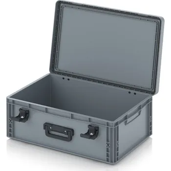 paleta Euro přepravka s víkem s panty Pro 61,1 x 42,7 x 23,7 cm, zavřená - Stříbrošedá - materiál: PP - EDP S 64/22 HG 1G