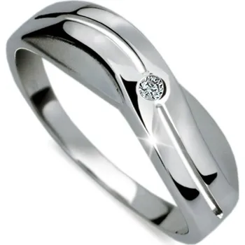 Prsten Dámský prsten bílé zlato 585/1000 přírodní diamant 0.027 ct G/SI DF1562 velikost 59