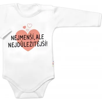 Body dlouhý rukáv, Nejmenší, ale nejdůležitější, Baby Nellys, bílé, Velikost koj. oblečení 56 (1-2m)