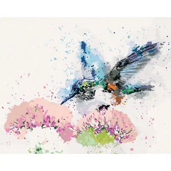 Hračka Diamondi Diamantové malování - MALOVANÝ KOLIBŘÍK A KVĚTINY Rozměr: 40x50 cm, Rámování: bez rámu a bez vypnutí plátna