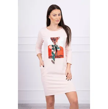 Dámské šaty Pozoruhodné pudrově růžové šaty s 3D grafikou UNI