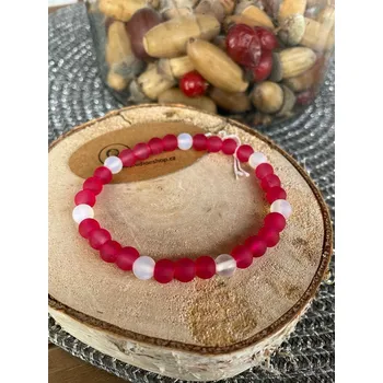 Náramek RV studio Louny s.r.o. Náramek z matných korálků karmínových + Opalit 6 mm