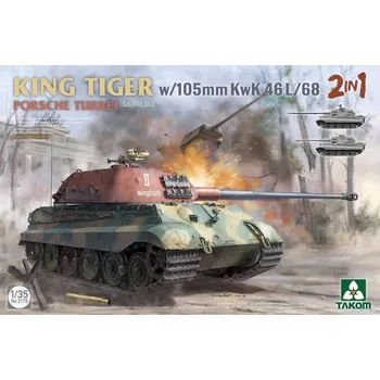 Plastikový model Takom 1/35 KING TIGER Sd.Kfz. 182 w/105mm KwK 46L/68 2-in-1