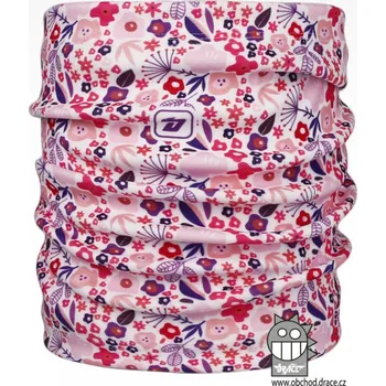 Nákrčník Dívčí flísový nákrčník Dráče Yetti - vzor 14, růžová kytičky
